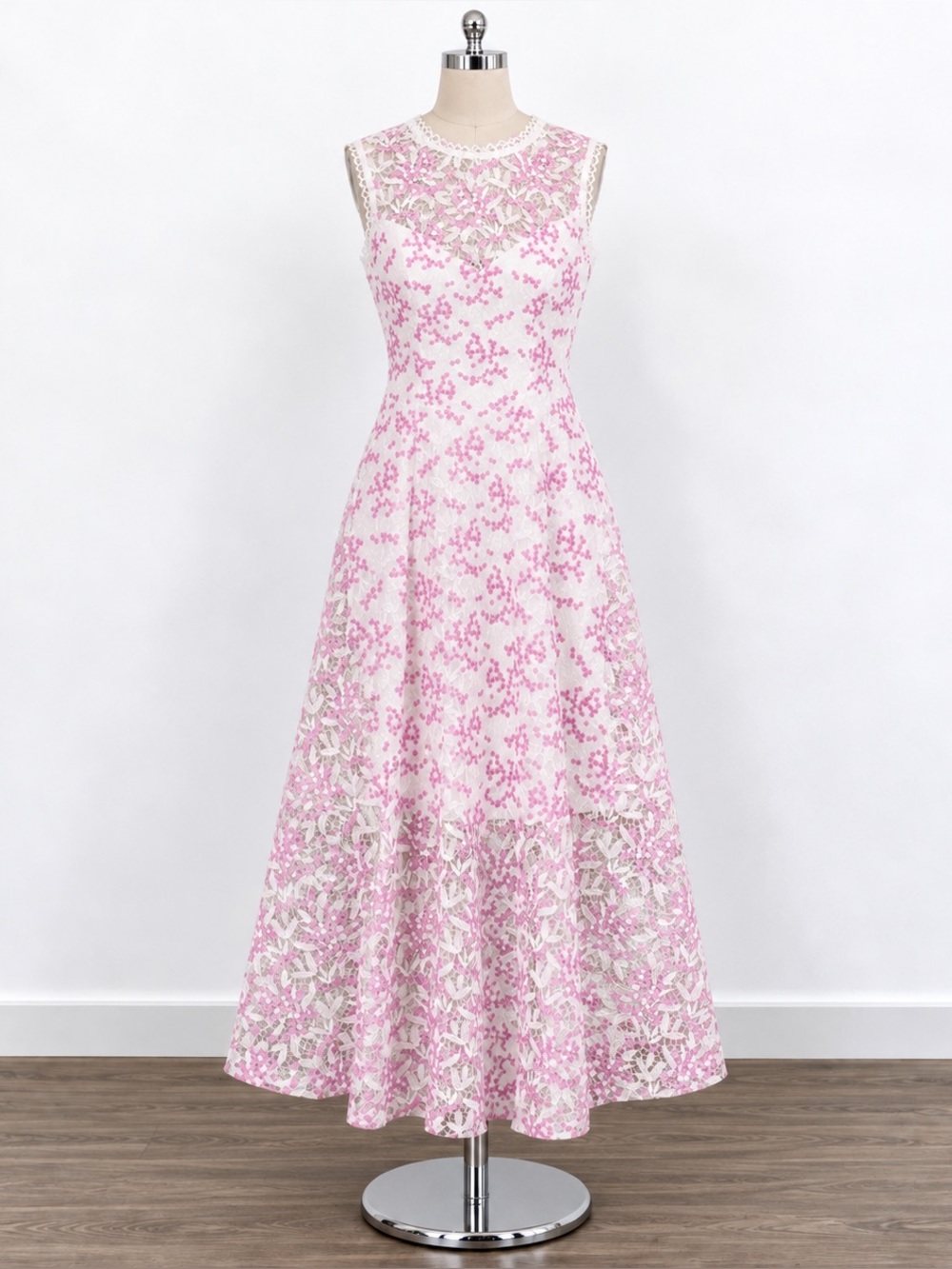 MONIQUE Lhuillier  Floral  Lace Tea Length Dress